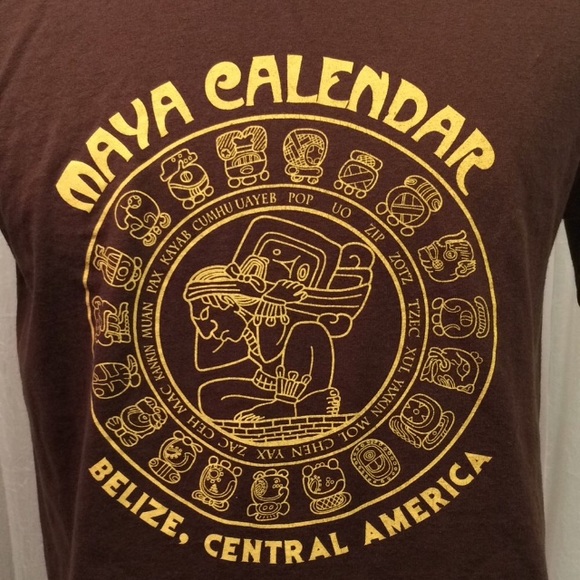 Brown Maya Calendar Retro Tourist Shirt Novelty - Picture 3 of 4